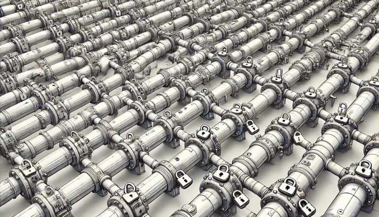 Industrielle Pipeline-Rohre mit Schlössern und Sicherheitsmechanismen