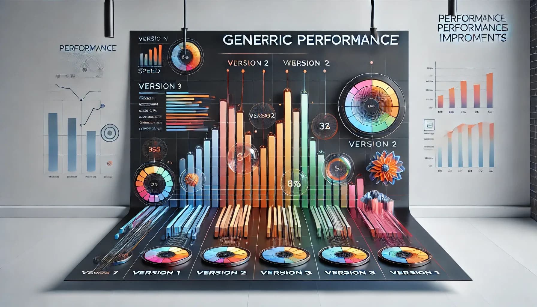Performance-Dashboard mit Diagrammen zum Versionsvergleich und Geschwindigkeitsmetriken