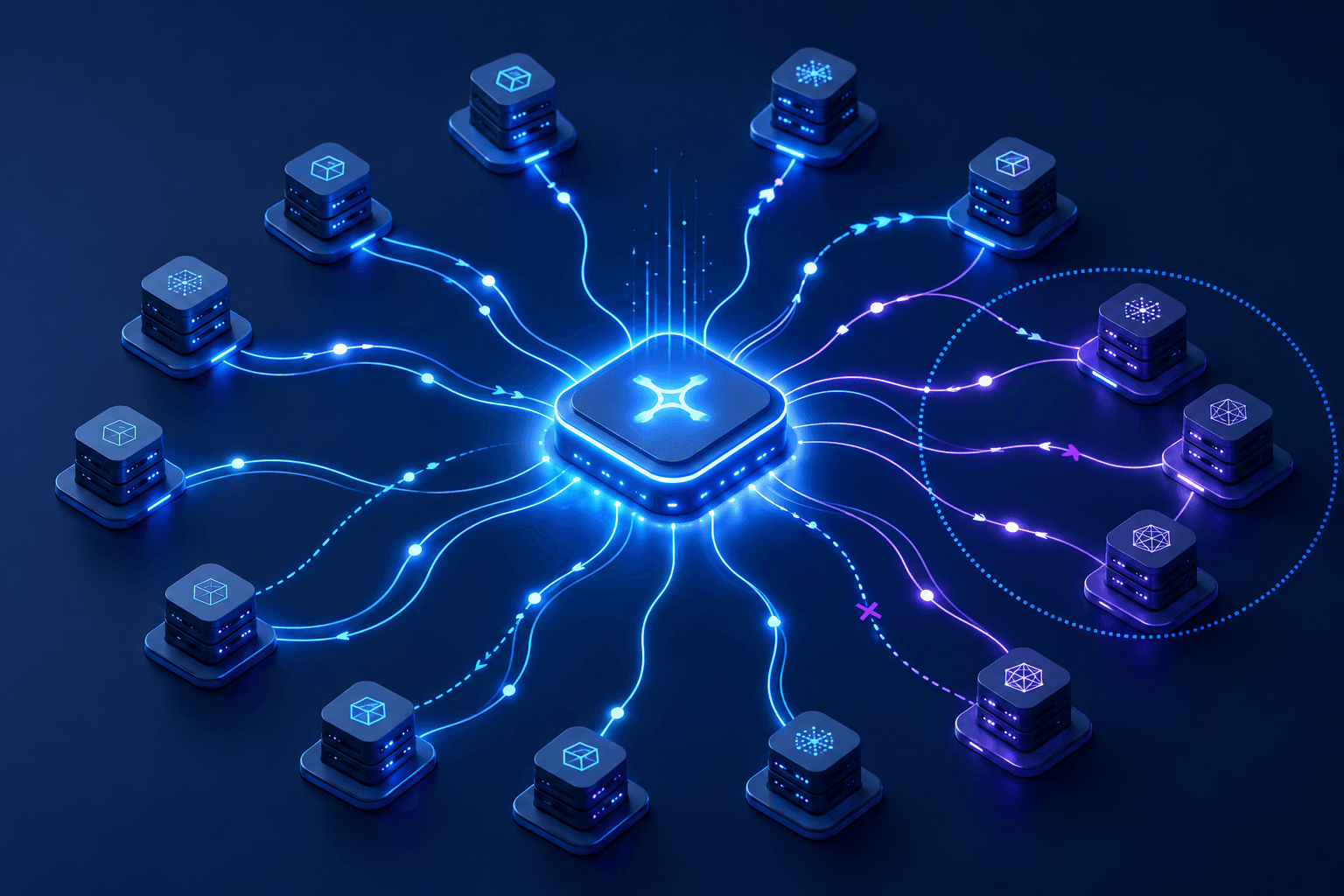 A central routing hub connecting one application to many different language model providers through a single interface