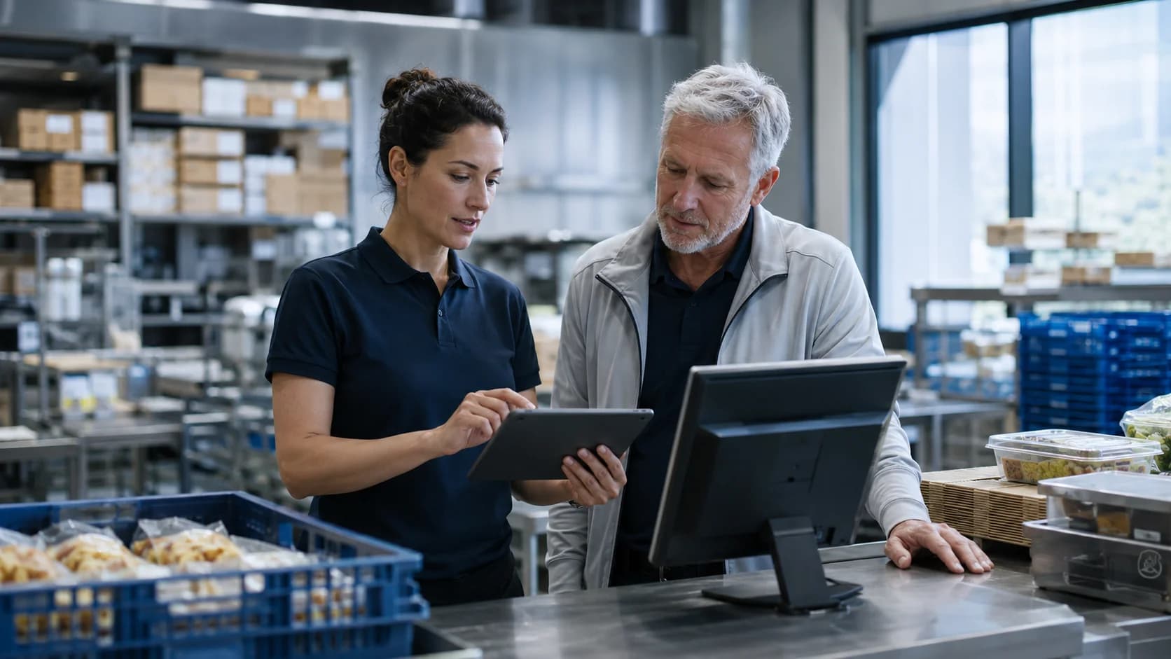 Staff reviewing a service case together on screen